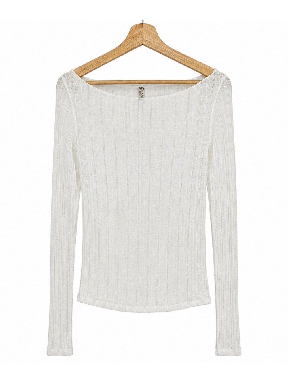 Intimately Free People Sheer Ribbed Knit Top L Ivory Boho Coastal Balletcore